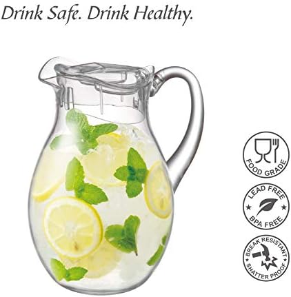 Amazing Abby Bubbly - Plastic Pitcher (64 oz, 2 Quart), Clear Water Pitcher with Lid, Fridge Jug, BPA-Free, Shatter-Proof, Great for Iced Tea, Sangria, Lemonade, Juice, Milk, and More - Image 5