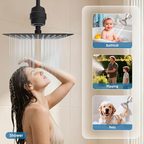 Universal Shower Head Filter, High-Output Shower Filter Hard Water, Black - Image 6