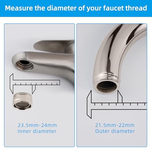 Hibbent cUPC Certified 2-Flow 360° Swivel Faucet Aerator, Brushed Nickel - Image 4