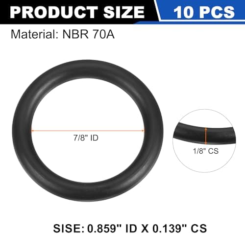 uxcell 10Pcs AS-212 NBR 70A O-Rings 7/8" ID x 1/8" CS/0.859" ID x 0.139" CS - Image 2