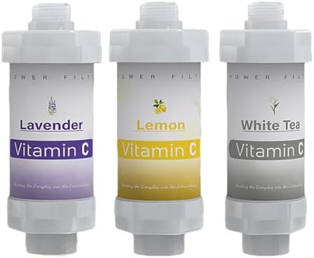 3 Pack Vitamin C Shower Head Filter for Hard Water Filter Bathtub Shower Aromatherapy Replacement Cartridge Bathroom Accessories Remove Chlorine Fluoride Heavy Metals Lavender Lemon White Tea by Unknown