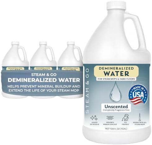 Steam & Go Unscented Demineralized Water for Steam Mop, 4 x 1 Gallon Jugs by SteamandGo