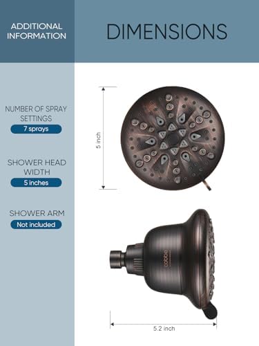 Cobbe Filtered Shower Head, 7 Modes High Pressure Shower Heads - Image 7