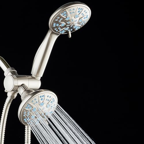 AquaDance Antimicrobial/Anti-Clog High-Pressure 30-setting Dual Head Combination Shower with Microban Nozzle Protection From Growth of Mold, Mildew & Bacteria for a Healthier Shower – Aqua Blue - Image 6