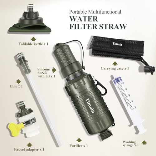 Timain Portable Personal Water Filter Straw Water Filter Survival Gear for Emergency Preparedness, Outdoor Activities, Travel, Camping, Hiking, Fishing, Hunting - Image 2