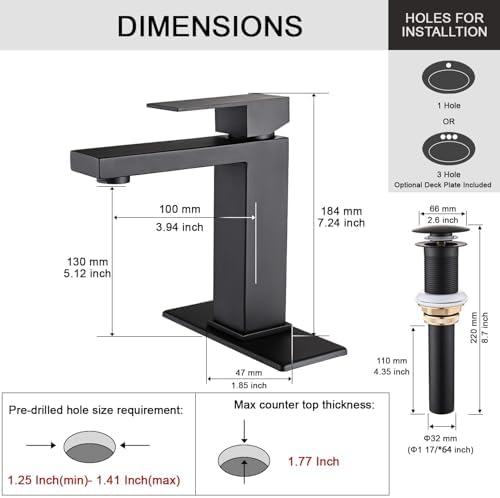 AVSIILE Matte Black Bathroom Faucet, Single Hole Handle Vanity Bath Faucet - Image 4
