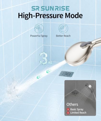 SR SUN RISE Filtered Shower Head with Handheld High Pressure 9 Spray Mode Showerhead Detachable Shower Head Water Softener Filters Beads for Hard Water Remove Chlorine 1 Filter Light Champagne - Image 6