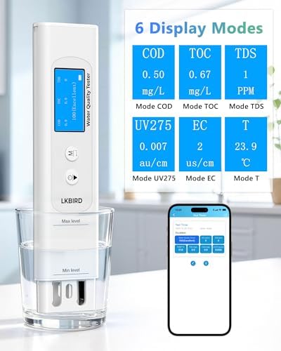 6-in-1 Smart Water Tester for Drinking Water with APP Monitoring, Digital Water Testing Kit for TDS Meter, EC, Temp, TOC, COD, UV275, Professional Water Tester for Home, Well, Tap & Outdoor. - Image 2