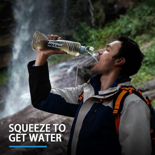 Water Filter Survival - Collapsible Water Bottle with Filter 0.01 Micron Squeeze Filtered Water Bottle 32oz for Hiking Backpacking Camping BPA-Free(Grey 1000ml) - Image 5