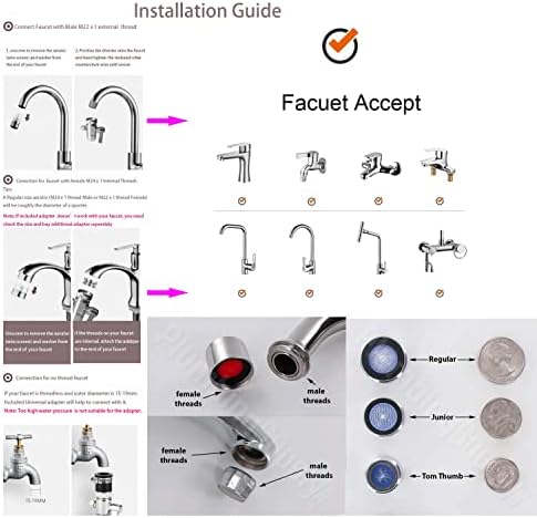 Faucet Sprayer Attachment Female M22x 1 Thread x Male 1/2" Thread Faucet Splitter Washing Machine Hose Adapter (Connect with 1/2" Hose, Faucet Diverter Valve for Washing Machine) - Image 6