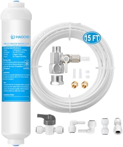 Inline Water Filter Kit - with Feed Water Adapter & Fittings for Ice Maker by HAOCHENKitchenAccessories