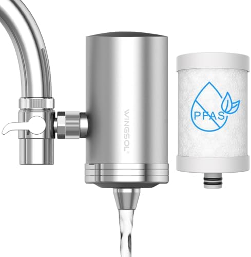 WINGSOL Stainless Steel Water Filter for Sink Faucet, NSF/ANSI 42&53, 360° Rotating Tap Purifier Reduces PFAS, Lead, Chlorine & Microplastics, 350 Gallons Long-Lasting for Kitchen & Bathroom by WINGSOL