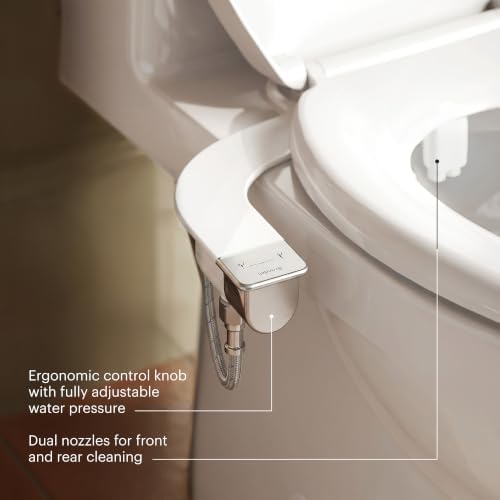 Brondell Bidet Attachment for Toilet SS-250 SimpleSpa Fresh Water Spray with Adjustable Water Pressure Side Arm Control, Slim Bidet Sprayer, Silver Knob (Dual Nozzle) - Image 5
