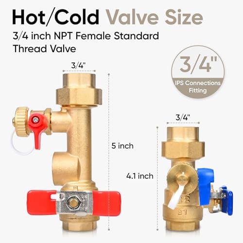 Upgrade 3/4 Inch IPS Isolator Tankless Water Heater Service Valve Kit, Isolation Valve with Pressure Relief Valve, Lead-Free Brass, Compatible with Rheem/Rinnai/EcoSmart/Navien/Noritz/Takagi/Bosch - Image 5