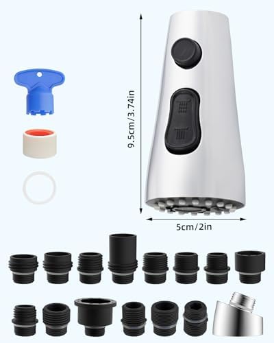 Hibbent cUPC Certified Stainless Steel Pull Down Spray Head Replacement - Image 6