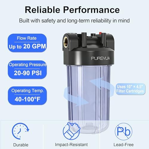 PWT10 Whole House Water Filter Housing, Fits 10” x 4.5” Big Filters - Image 4