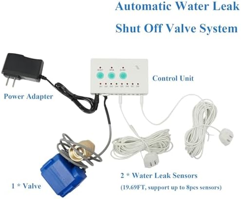 Water Leak Detector Kit, Water Pipe Leakage Monitor with DN 20 Ball Valve for DN8-DN25 Valves, Fit Pipes 3/4 NPT and Sound Light Alarms, Reaction Speed 1s, for Kitchens, Swimming Pools - Image 4