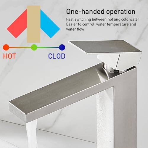 AVSIILE Vessel Sink Faucet Brushed Nickel 1 Hole Single Handle Tall Faucets - Image 4