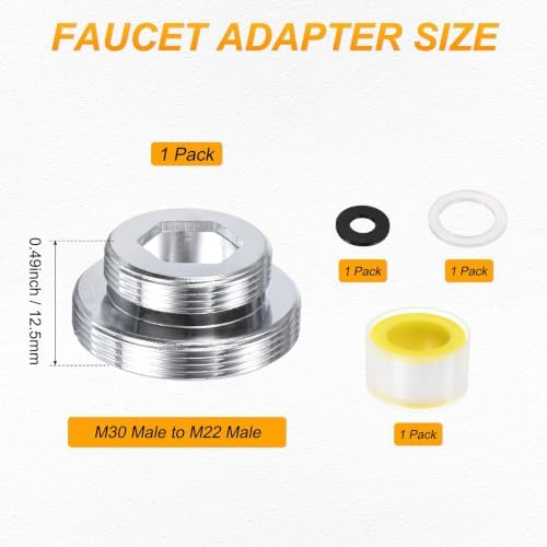 M METERXITY 1-Pack Faucet Adapter, M30 Male to M22 Male, for Kitchen - Image 3