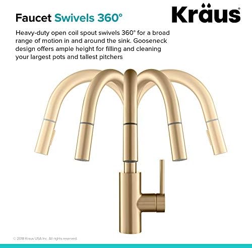 KRAUS Spot Free Brushed Brass Pull Down Kitchen Faucet KPF-2620BB - Image 4
