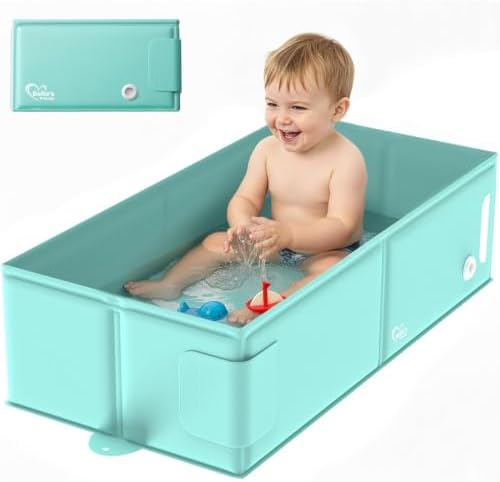Baby Bathtub for 6M-3Y Toddler, Baby Shower Gifts & Registry Search for Boys Girls, Collapsible & Portable Bathtub for Beach Vacation Travel, Bath Essentials for Toddler, Newborn, Kids by Unknown