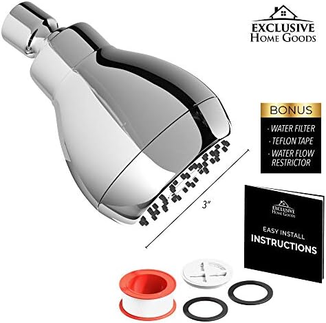 High Pressure Shower Head - Powerful Deluxe Bathroom Showerhead with Strong Spray Stream and Small Silicone Nozzles - Universal Fit Works with High and Low Water Flow Showers (Chrome)-1.8 GPM - Image 2