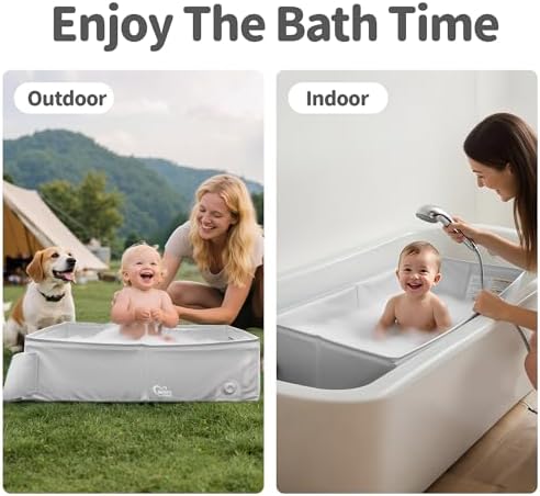 Baby Bathtub for 6M-3Y Toddler, Baby Shower Gifts & Registry Search for Boys Girls, Collapsible & Portable Bathtub for Beach Vacation Travel, Bath Essentials for Toddler, Newborn, Kids - Image 6