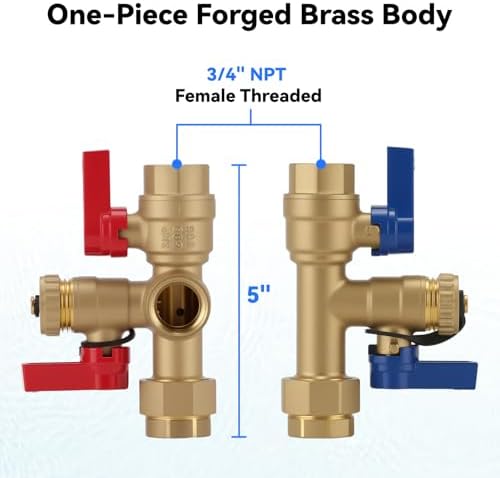 3/4 Inch IPS Isolator Tankless Water Heater Service Valve Kit with Pressure Relief Valve, Lead-Free Brass - Image 4