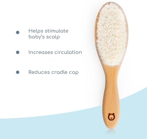 Soft Wooden Baby Hair Brush for Newborns & Toddlers in Chic Gift Box - Image 3