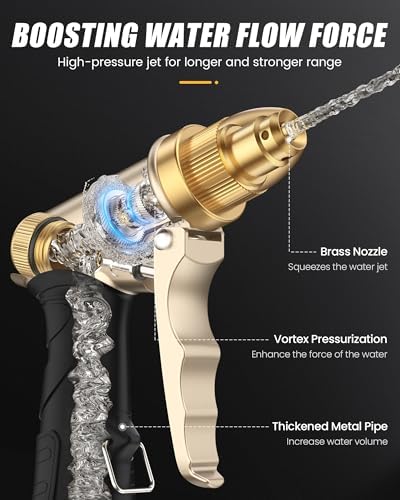 RAINPOINT Garden Hose Nozzle, Upgraded Heavy Duty Metal Spray Nozzle, High Pressure Water Nozzle with Adjustable Spray Patterns for Watering Plants, Car Washing, and Pet Showering - Image 3