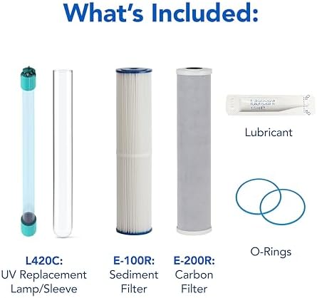 Kind Water Whole House Replacement Filter Set – Sediment, Carbon Block, UV Replacement Lamp & Quartz Sleeve – Fits E-3000 and E-1000 Systems – Maintain Clean, Safe Water – Easy 1-Year Kit - Image 5