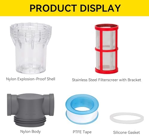 1'' Female NPT in-Line Strainer - Garden Hose Filter for High Pressure Washer, Sediment Filter with 200 Mesh Stainless Steel Screen (1'' 200 Mesh) - Image 4