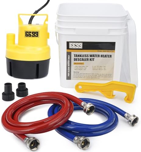 Tankless Water Heater Flushing Kit, 1/4 HP Pump, 2 Hoses, 3 Gal Pail by Volcanorproducts