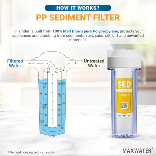 Max Water 5 Micron 10 x 2.5 Whole House Sediment Home Water Filter Cartridge Replacement for RO system Compatible with Well Water Filters - P5, AP110, WHKF-GD05, WFPFC5002, CFS10, 4 Pack - Image 4