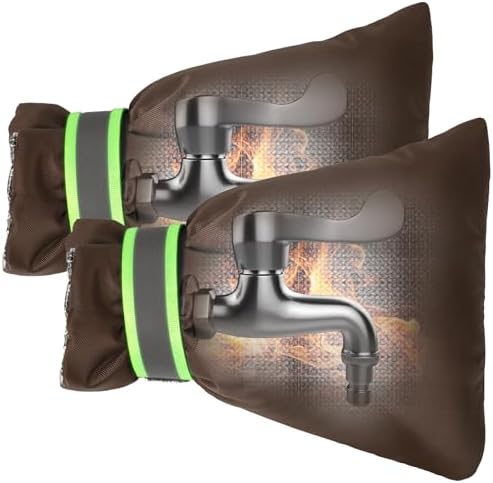 Outdoor Faucet Covers for Winter Freeze Protection, Kanosan 8.3"H X 6.7"W Thickened Reflective Outside Spigots Covers Hose Bib Insulated Sock for Winter Cold Weather, 2 Pack Brown by KANOSAN