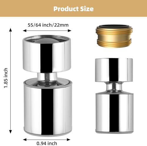 Hibbent NSF/ANSI/CAN 61 & cUPC Certified 2-Mode Faucet Aerator, Chrome - Image 5