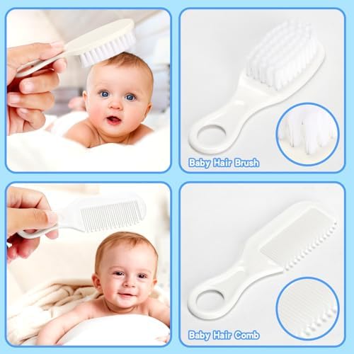 Baby Healthcare and Grooming Kit, Baby Safety Care Set, Baby Electric Nail Trimmer Set Newborn Nursery Health Care Set for Newborn Infant Toddlers Baby Boys Girls Kids (Grey White-18 Kits) - Image 4