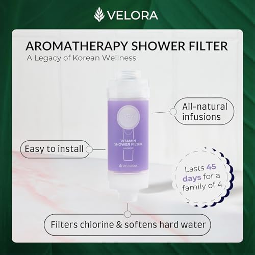 Vitamin C Shower Filter and Water Softener for Hard Water - Aromatherapy Shower Head Attachment - Universal Fit, No Tools - Reduces Dry, Itchy Skin and Nourish Hair - Lavender-Scented - Image 3