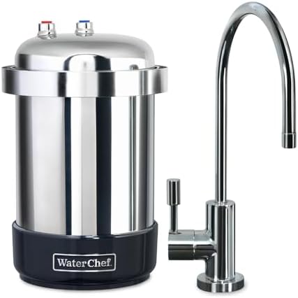 WaterChef Premium Under-Sink Water Filtration System U8500 with Designer Faucet (Chrome) | NSF/ANSI Certified 78 Contaminants | 600-Gal. | Stainless Steel | Made in USA by WaterChef