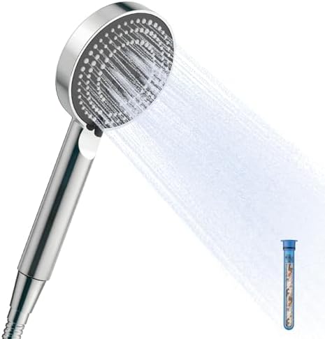 OFFO Filtered Shower Head with Hose, 20 Stage Shower Head with Filters with 60" Stainless Steel Hose, 4” Face High Pressure 6-Mode to Remove Chlorine, Chrome by OFFO