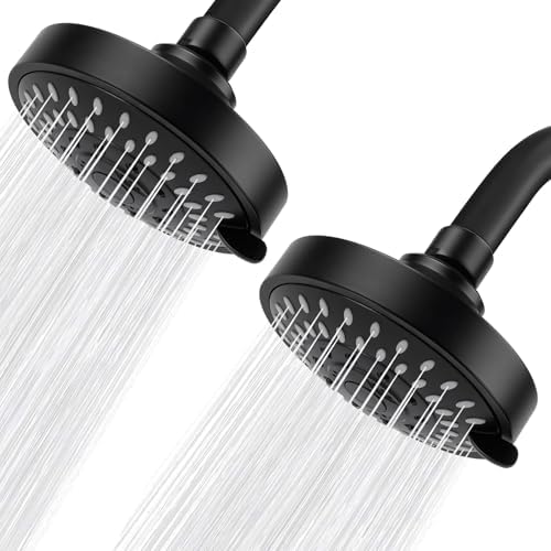 2 Pack High Pressure Shower Head - 5 Spray Modes Powerful Pressure Boosting Showerhead For Bathroom - High Flow Fixed Showerheads (Matte Black) by NuodanLuxuryShowerSystems