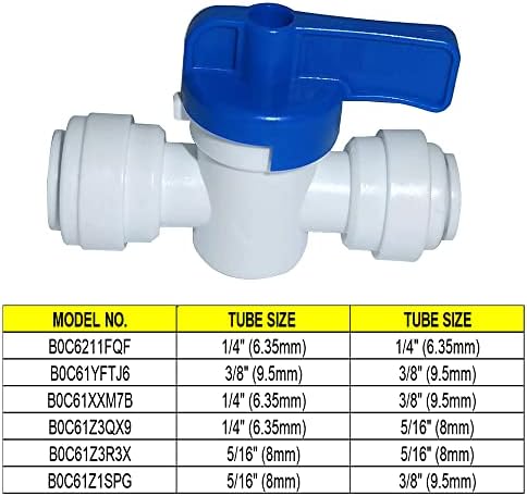 Food-Grade Quick Connector Push-In Tube Fitting - 1/4"to 3/8" O.D. Reducing Tube Shut off Ball Valve for Reverse Osmosis Water Filter Purifier (Pack of 5) - Image 5