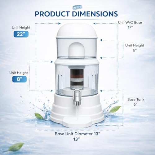 Nispira Super Mineral Countertop Gravity Water Filter System 12L 3-Gallon Household Economical Drinking Pot Water Dispenser - Image 5
