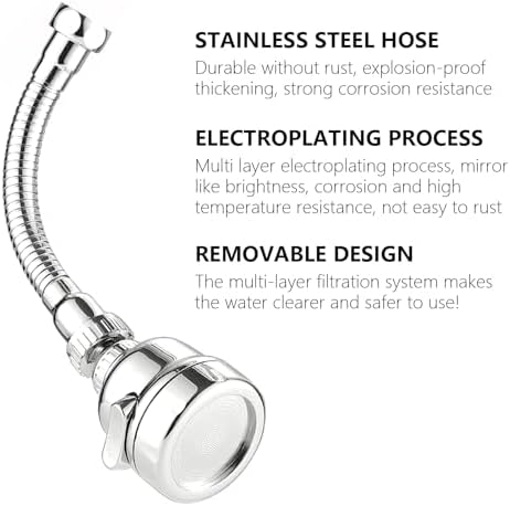 3 Pieces Kitchen Tap Head Fucet Aerator, 360 Degree Rotatable 3 Mode Adjustable Faucet Extender Kitchen Faucet Head Replacement for Bathroom Kitchen - Image 3