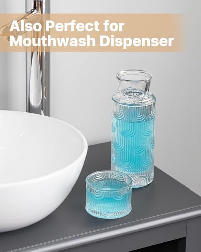 Bedside Water Carafe and Glass Set, 21.6oz, Clear - Image 6