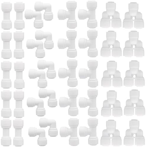 40 pcs Water Tube Fittings Kit,1/4" OD Quick Connect Push to Connect Fittings for RO/DI Water Filter System by Unknown
