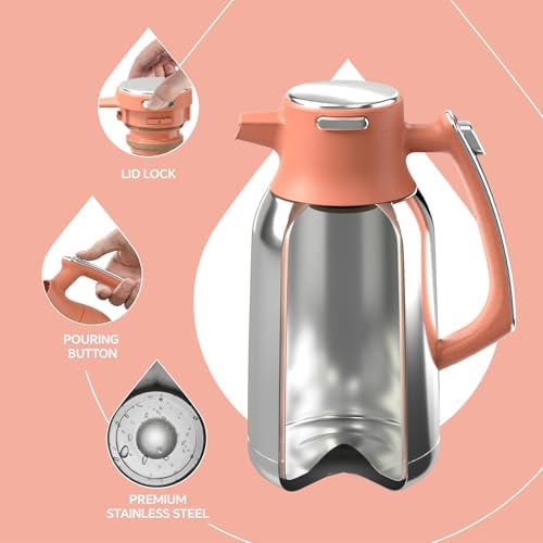 IDEUS Thermal Coffee Carafe 68oz, Beverage Dispenser Coral - Image 3