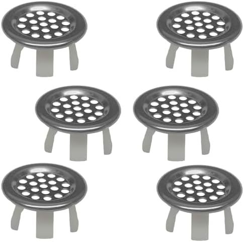 6 Pack Stainless Sink Basin Trim Overflow Cover,Bathroom Sink Overflow Trim Ring Stainless Steel Mesh Round Hole,Sink Basin Trim Ring Insert in Hole Round Caps for Home,Sink,Bathroom,Kitchen by Anglepingping