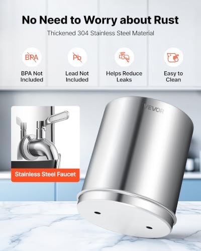 VEVOR Gravity-fed Water Filter System, 2.25G 304 Stainless-Steel Countertop Water Filtration System, Reduces Lead and up to 99% of Chlorine, w/ 2 Carbon Filter, 2 Defluorination Filter, Spigot, Stand - Image 5
