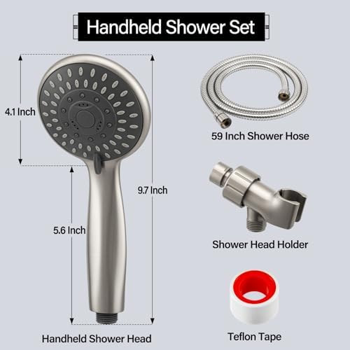 Briout Handheld Shower Head High Pressure 5 Modes with Hose, Brushed Nickel - Image 6